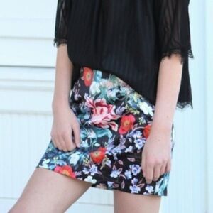 MINKPINK Botanica Flower Satin Mini Skirt